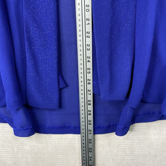 Vtg Another Thyme Cardigan Jacket Womens 18/20 Blue Glittery Semi Sheer USA Made - Picture 4 of 10